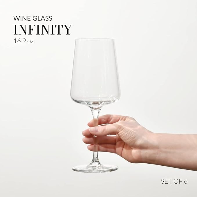 Krosno Red Wine Glasses, Set of 6, 16.91 oz, Infinity Collection, Ideal for Cabernet, Merlot, Classic Elegant Shape, Premium Glass, Lead-Free, Dishwasher Safe, Made in Europe