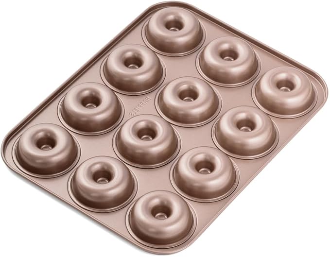 12 Well Donut Pan Nonstick, Non Toxic PFOA & BPA Free Donuts Mold for Baking, Doughnut Tin for Oven, Doughnuts Pans and Molds Non Stick Nontoxic, Baking Tray Pans & Trays without Teflon