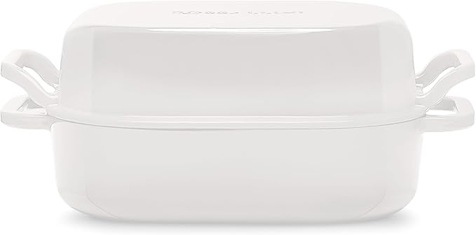 Signature Enameled Cast Iron Sourdough Bread Oven | Non-Stick with Tight Fitting Lid for Perfect Baking and Bread Making | 6QT Rectangle Oven With Lid [White]