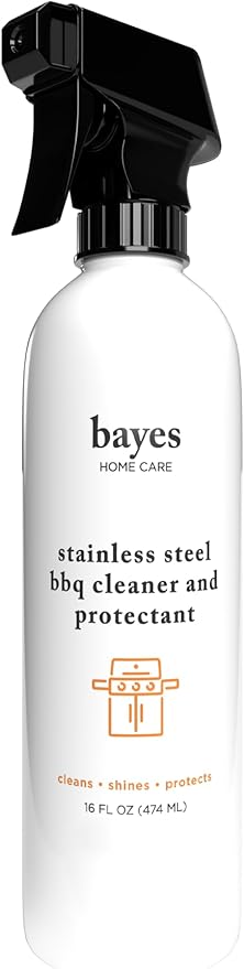 Bayes High-Performance Stainless Steel BBQ Exterior Cleaner and Protectant - Cleans, Shines and Protects Stainless Steel Barbecue Surfaces, Shields from Outdoor Elements - 16 oz