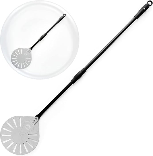 Chef Pomodoro Supreme Aluminum 9-Inch Turning Pizza Peel with Detachable Metal Handle for Easy Storage, 47-Inch Long, Gourmet Luxury Pizza Paddle for Baking Homemade Pizza Bread