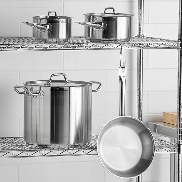 SS1 Series 7-Piece Induction Ready Stainless Steel Cookware Set with Aluminum-Clad Bottom, Silver, Includes 2 Qt and 3.5 Qt Sauce Pans, 16 Qt Stock Pot with Lids, 9.5 Inch Frying Pan