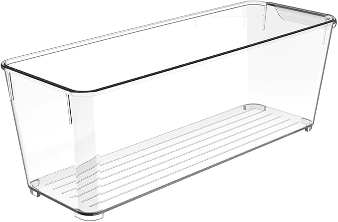 Fridge Fruit Storage Containers Stackable Fruit And Vegetable Storage For Refrigerator - Pantry Bins With Handle - Clear Plastic, BBA-free, 11.8" W x 3.9" D x 3.9" H