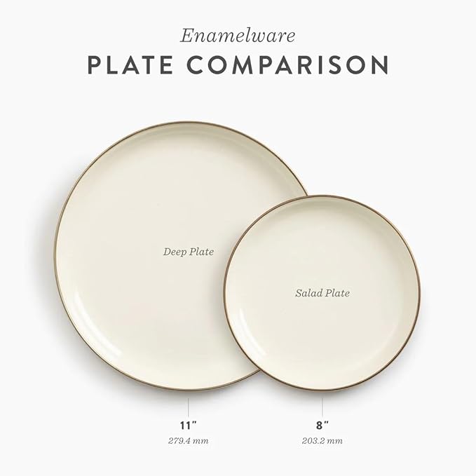 Barebones 2-Tone Deep Plate - Set of 2, 11 inch Dinner Plates - Enamelware Plates - Durable Kitchen or Camping Plate (Olive Drab)