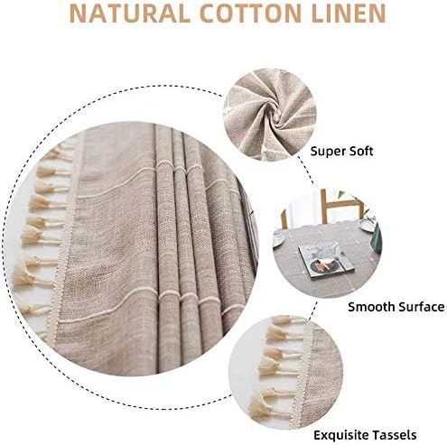 Deep Dream Tablecloths, Embroidered Waterproof Table Cloth Cotton Linen Wrinkle Free Anti-Fading Table Cover Decoration for Kitchen Dinning Party Christmas, 55 x 140 Inch - Light Brown