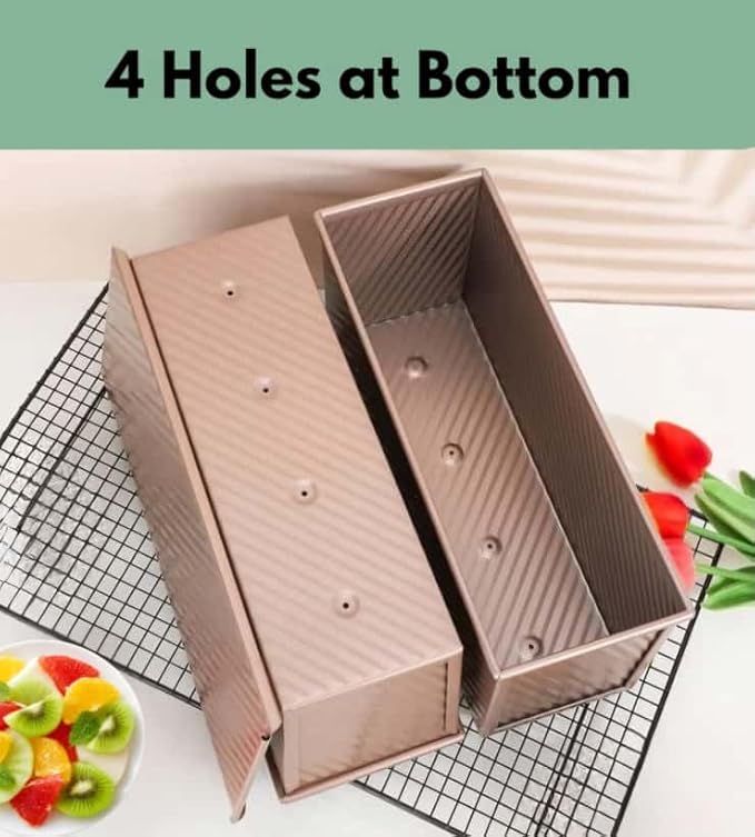 2.2lb+2.2lb set Nonstick Pullman Loaf Pan With Lid For Homemade Bread Sandwich Bread Baking Mold With Sliding Lid Durable Toast Box For Square Loaf Shokupan Milk Bread & Giftable Box