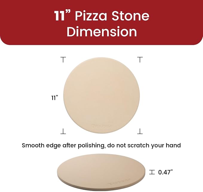 K ROCKSHEAT Small Pizza Stone Round for Grill and Oven, 11 Inch Cordierite Grill Pizza Stones, Food Grade Baking Stone for Oven 11"