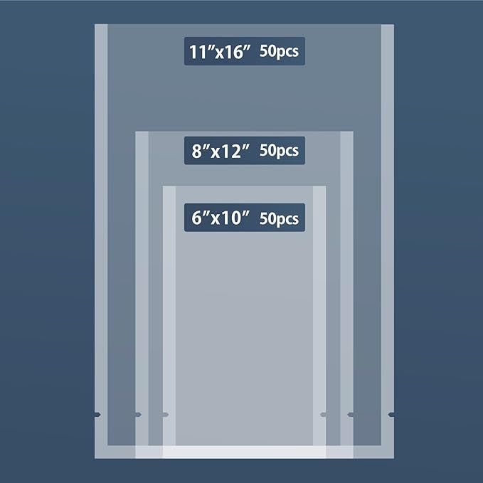 Precut Vacuum Sealer Bags, 150 Gallon 11" x 16" and Quart 8" x 12" and Pint 6" x 10" Commercial Grade Textured Food Sealer Bag, Vacuum Storage Bags for Storage, Meal Prep or Sous Vide