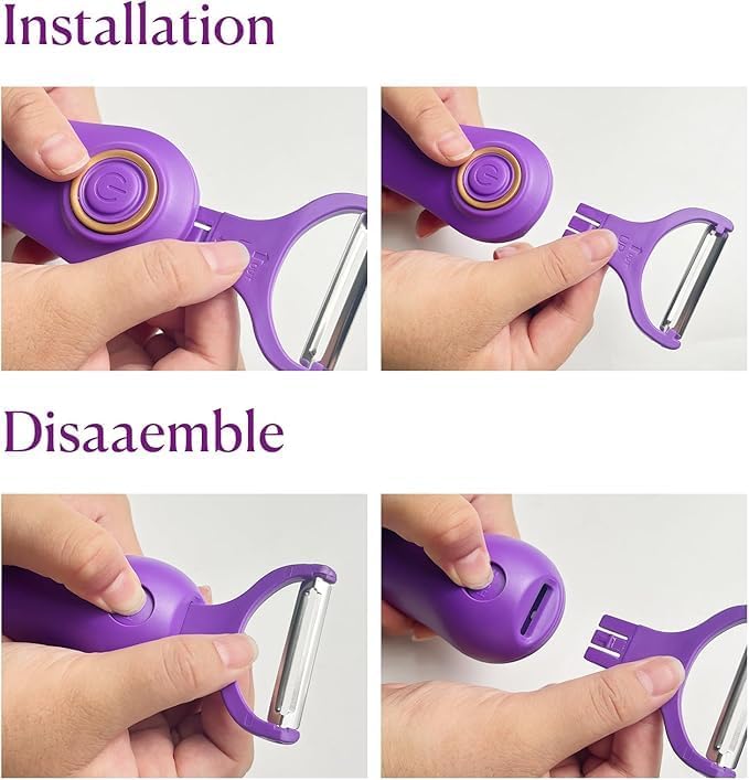 3-in-1 Electric Peeler | Auto Blade for Fruits/Vegetables | 3 Interchangeable Blades | Type-C Charging,Battery Capacity 1500 mAh | Kitchen, Travel, Camping