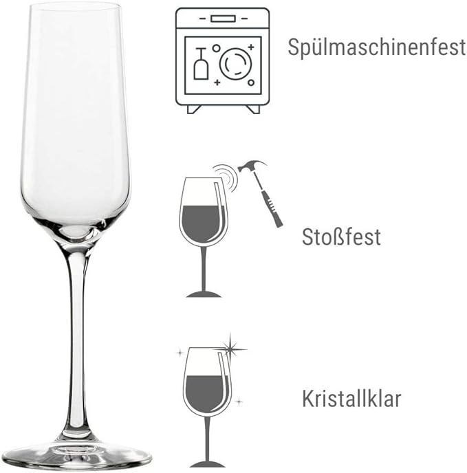 Stölzle Lausitz Champagne Glasses Revolution Set of 6, 6 3/4 oz – Elegant Crystal Glasses Ideal for Champagne, Prosecco & Sparkling Wines – Dishwasher Safe & Made in Germany