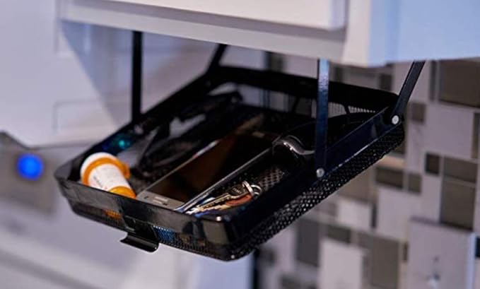 Everything Keeper - Organizer for Home, Kitchen, Bathroom, RV, Small Spaces - Storage Organizers - Compact Metal Basket - Under Cabinet Holder - Easy Install - Holds Strong - 13 x 10 x 2.5 in - Black