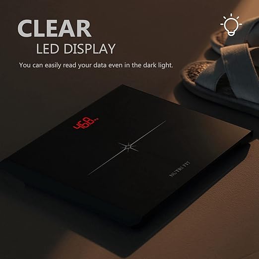 NUTRI FIT Digital Scale for Body Weight, Precision Bathroom Weighing Scale Step-On Technology High Capacity - 330 lb, LED Display with High Precision Measurements, Black