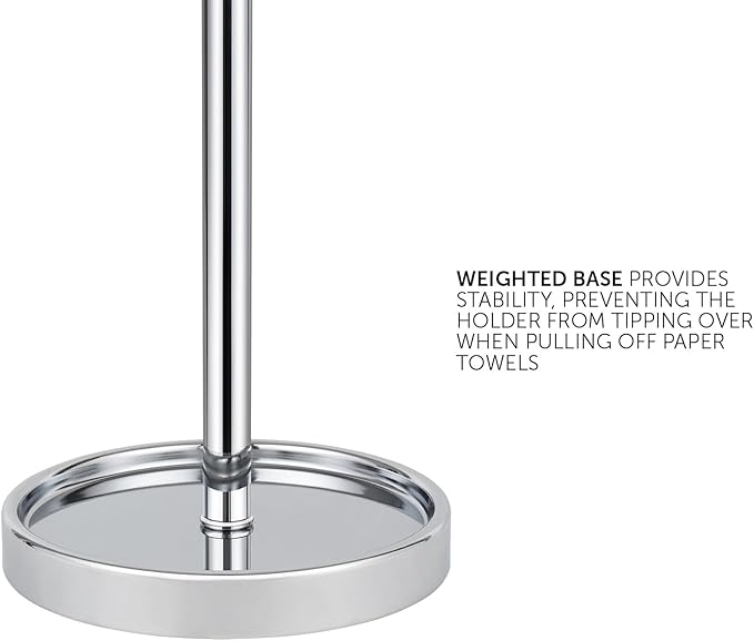 Ivilon Countertop Paper Towel Holder - Modern Bell End Minimalist Design - Color Chrome