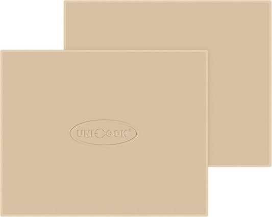 Unicook 2 PCS Pizza Stones Set, 15 x 12 Inch Rectangular Pizza Stone for Oven and Grill, Large Cordierite Cooking Pan for Baking and Grilling, Thermal Shock Resistant, Including Dough Scraper