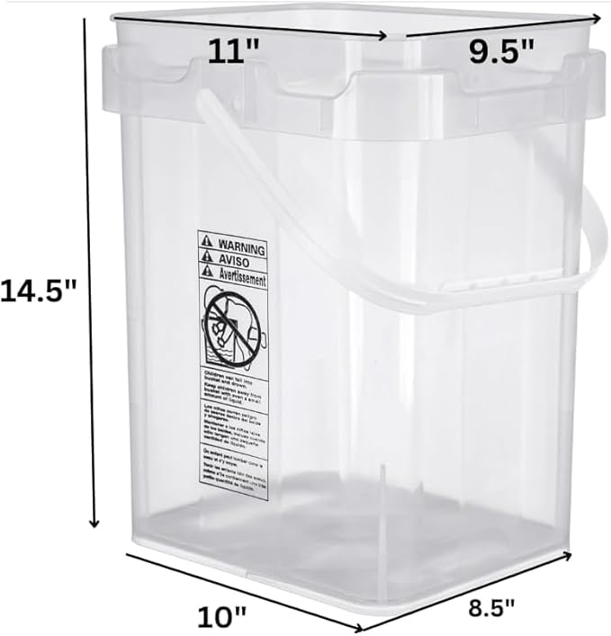 House Naturals Clear Food Grade Made in USA Plastic Bucket with lids, (Pack of 3) (5 Gallon)