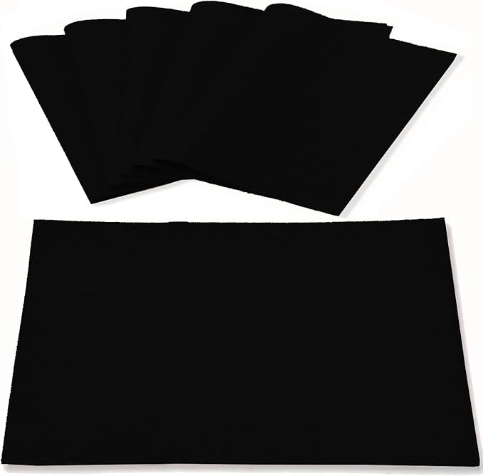 Linen Fabric Placemats Set of 6, Machine Washable, Heat Resistant, Wrinkle Free, Thick Polyester Kitchen Place Mats for Dining Table (Black)