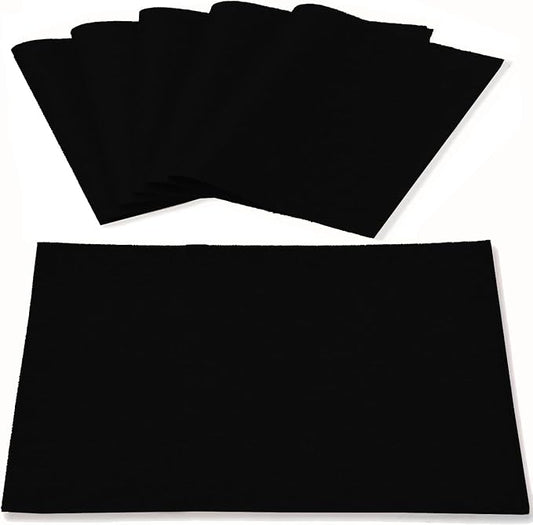 Linen Fabric Placemats Set of 6, Machine Washable, Heat Resistant, Wrinkle Free, Thick Polyester Kitchen Place Mats for Dining Table (Black)