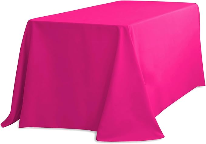 LTC LINENS Tablecloth 90 x 132-Inch Rectangular Polyester Tablecloth with Rounded Corners, Fuchsia, (90132-010187)