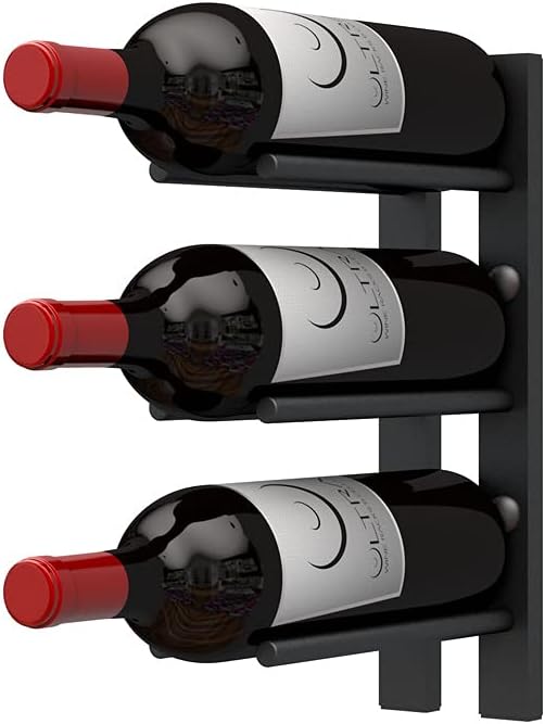 Ultra Wine Racks Cork Out Wall Mounted Wine Rack (1 Foot, Matte Black, Holds 3 Wine Bottles) - Modern & Minimalist Metal Wine Storage for Home Bar, Kitchen, Dining Room, Wine Cellar