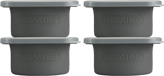 Stackable Silicone Artisan Pizza Dough Proofing Proving Boxes with Air-tight Lids-4pack-500ml Volume for 250g Dough Ball (Space Grey)