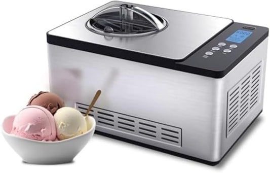 Whynter Ice Cream Maker Machine Automatic 2.1 Qt. with Built-In Compressor, LCD Digital Display & Timer, No Pre-Freezing, ICM-200LS, Stainless Steel