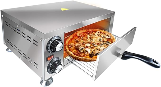 Generic YOOKTEN Electric Indoor Pizza Oven, 12"" Countertop Pizza Oven Commercial Pizza Maker Machine for Home with 60 Minutes Timer Stainless Steel Pizza Cooker,1100W, Silver