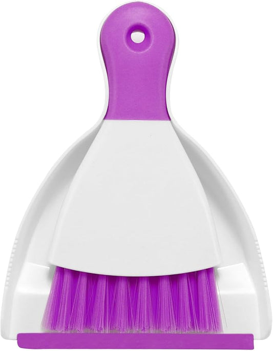 NACENA Mini Dustpan and Brush Set, Small Broom and Dustpan Set Dust Pan and Mini Hand Broom Dustpan and Broom Combo Compact for Home Table Keyboards Sofa Kitchen Pets, Purple