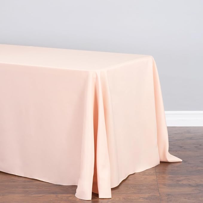 LinenTablecloth 90 x 132-Inch Rectangular Polyester Tablecloth with Rounded Corners Peach