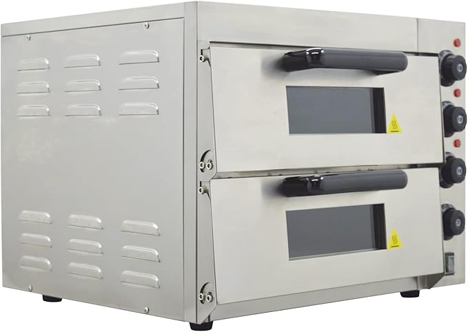 Commercial Pizza Oven, 220V 3KW Commercial Double-decker Pizza Electric Oven Stainless Steel 2-Layers Pizza Cooker