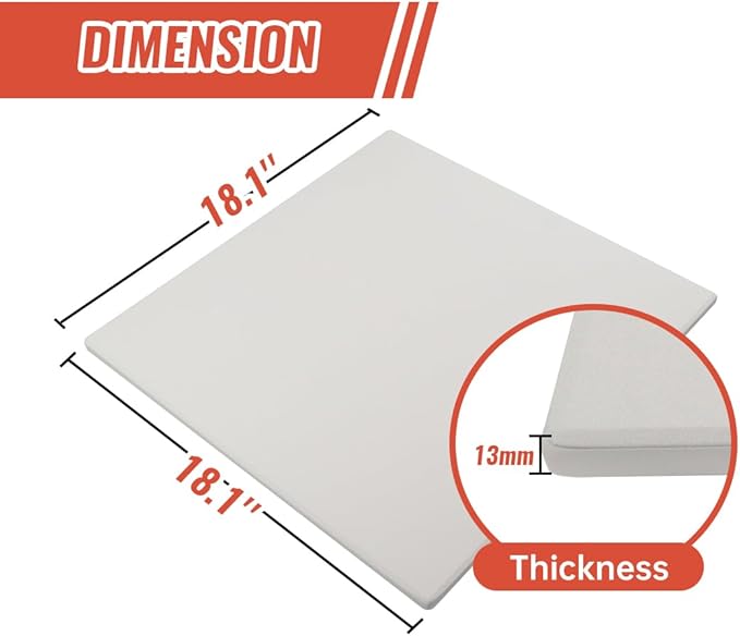 18'' Square Pizza Stone Baking Stone Cordierite Bread Stone for Oven Grill, Thermal Shock Resistant Ideal for Baking Different Sizes of Pizzas or Bread