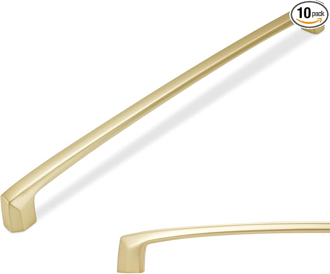 10 Pack 12-3/5 Inch(320mm) Kitchen Cabinet Handles Brushed Brass Cabinet Pulls Zinc Alloy Drawer Pulls Solid Kitchen Hardware