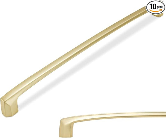 10 Pack 12-3/5 Inch(320mm) Kitchen Cabinet Handles Brushed Brass Cabinet Pulls Zinc Alloy Drawer Pulls Solid Kitchen Hardware