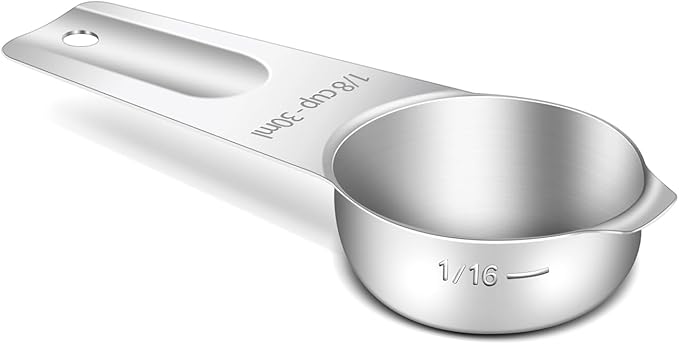 1PCS 1/8Cup (30ml, 1oz) Single Measuring Cup, Stainless Steel Measure Scoop, Metric and US Measurement, Heavy Duty, Dishwasher Safe