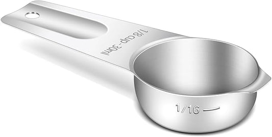 1PCS 1/8Cup (30ml, 1oz) Single Measuring Cup, Stainless Steel Measure Scoop, Metric and US Measurement, Heavy Duty, Dishwasher Safe