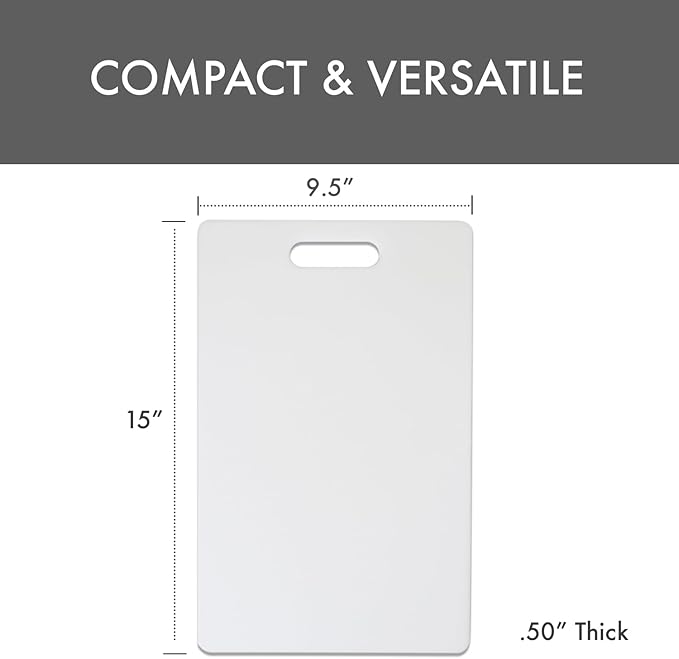 Dexas NSF Polysafe Cutting Board with Handle, 9.5 by 15 inches, White