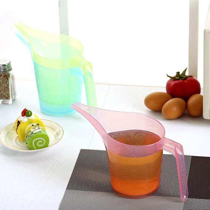 2pcs Cup Measuring Funnel Pitcher with Scale Candy Color Kitchen Measuring Cup for Liquids Sauces Batters Long Mouth Design Precision