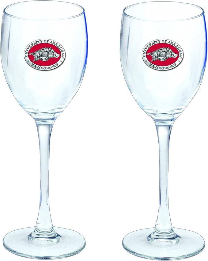 Heritage Pewter Arkansas Glass Goblets – Set of 2 | 12 OZ Goblet Wine Glasses | Expertly Crafted Pewter Glass