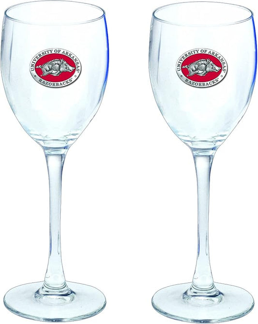 Heritage Pewter Arkansas Glass Goblets – Set of 2 | 12 OZ Goblet Wine Glasses | Expertly Crafted Pewter Glass