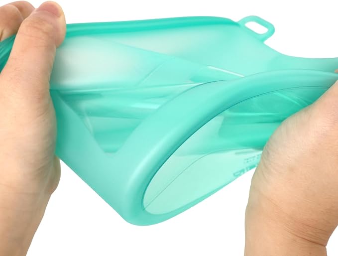 Reusable Silicone Food Storage Bags 4-Pack with 1 Sandwich, 1 Lunch, 1 Half-Gallon and 1 Gallon, Multi-Use & Sous Vide Stand-Up Container for Soup and Leftovers, Microwave, Dishwasher and Freezer Safe