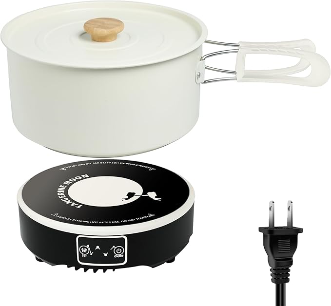Portable Induction Cooktop with 2-Qt Pot - 650W Fast Heating, Low Noise | 7-Inch Mini Cooker for Travel, Home,Camping & RV | Flameless, Compact Space-Saving Design