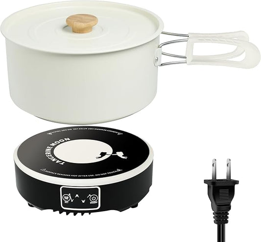 Portable Induction Cooktop with 2-Qt Pot - 650W Fast Heating, Low Noise | 7-Inch Mini Cooker for Travel, Home,Camping & RV | Flameless, Compact Space-Saving Design