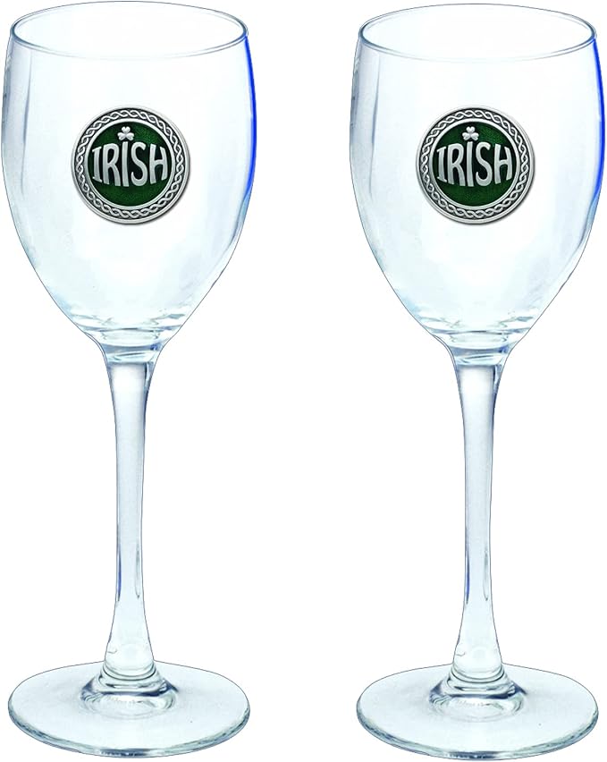 Heritage Pewter Irish Glass Goblets – Set of 2 | 12 OZ Goblet Wine Glasses | Expertly Crafted Pewter Glass