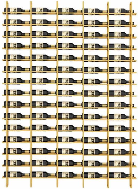 Wine Rack Freestanding Floor, 16 Tier 80 Bottle Capacity Display Holder, Black Industrial Wine Bottle Storage Shelves, for Any Bar, Wine Cellar, Kitchen, Dining Room (Gold, 5 Column)