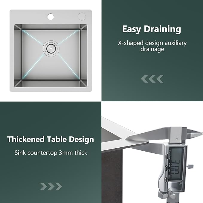 TORVA 18 Inch Kitchen Sink, 16 Gauge Stainless Steel Bar Sink Topmount Single Bar/Prep Basin, 9 Inches Deep