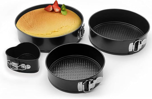 Cake Pan Set for Baking, Non-Stick Springform Pans Set of 4 (4, 7, 9 10 inch), Round Cheesecake Pan, Leak-Proof Cake Pans with Removable Bottom(Heart-4 Pcs)