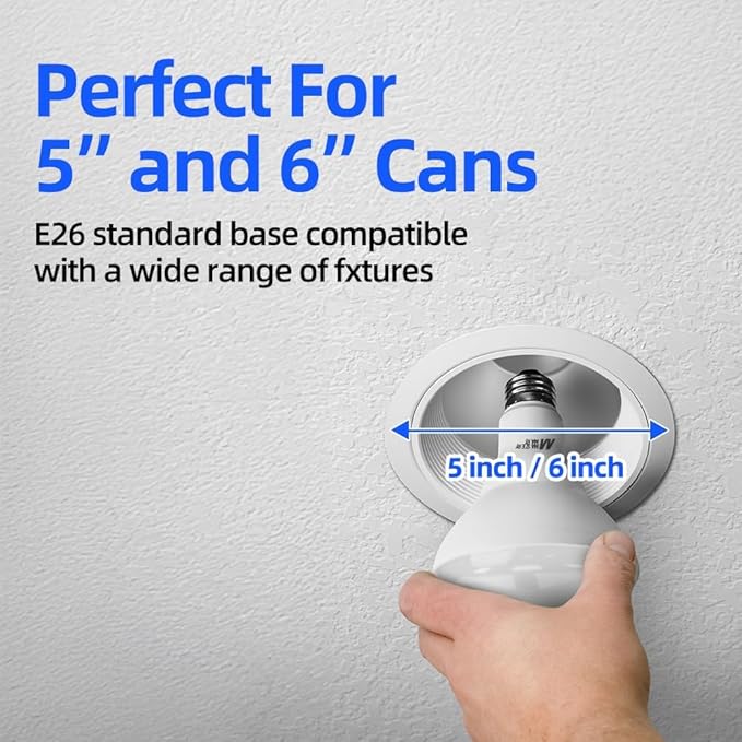 24 Pack BR30 LED Bulbs, 65W Equivalent, 5000K Daylight, 700 Lumens, Flicker-Free, Recessed Can Light Bulbs, Dimmable Flood Lights for Home, Kitchen Long Lasting & Energy Efficient, E26 Base, UL Listed