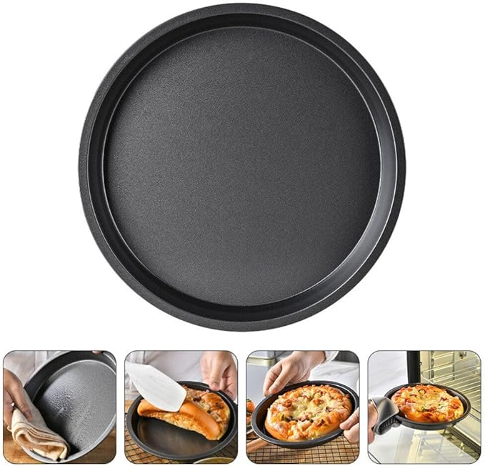 Luxshiny Pizza Pan 9 Inch Crisper Pan Carbon Steel Baking Pan Non Stick Bakeware Microwave Oven Baking Tray Pie Tray Cookie