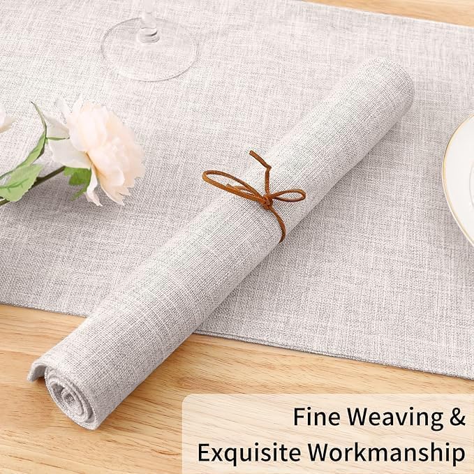 Homaxy Cloths Placemats for Dining Table Set of 6, Heat Resistant Washable Cotton Linen Blend Table Mats, Easy to Clean Place Mats for Indoor Outdoor Party Kitchen Decoration, 13" x 19", Beige