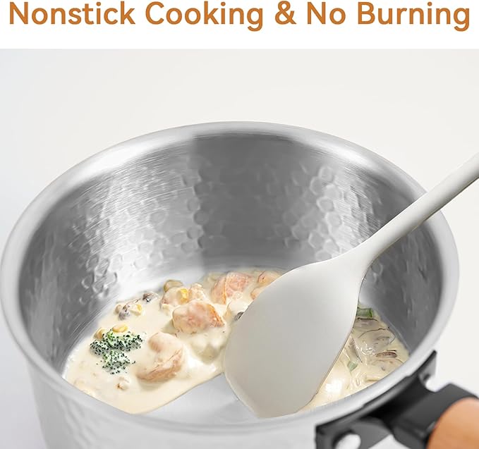 3-Ply Stainless Steel Pot, 1.8 Quart Sauce Pan, Multipurpose Small Cooking Pot with Glass Lid, Fast Heating Yukihira Pot, All Cooktop Compatible for Milk, Soups, Pasta and Everyday Cooking