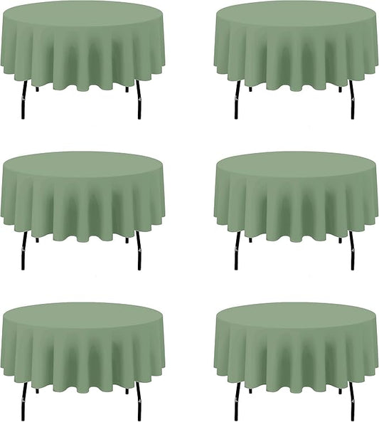 BRILLMAX 6 Pack Sage Green Round Tablecloths 90 Inch - Circle Bulk Linen Polyester Fabric Washable Table Cloth Cover for Wedding Reception Banquet Birthday Party Buffet Restaurant